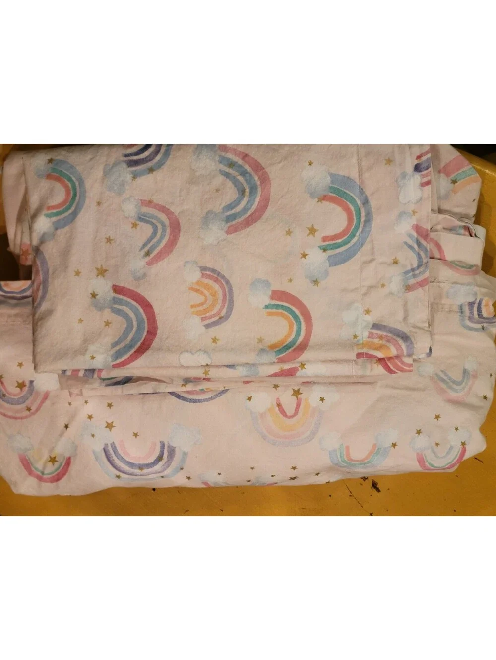 Pottery Barn Kids Rainbow Cloud Organic Duvet Cover And 2 Shams Pink Base Color
